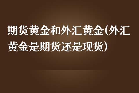 期货黄金和外汇黄金(外汇黄金是期货还是现货)