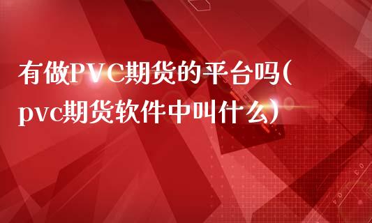 有做PVC期货的平台吗(pvc期货软件中叫什么)