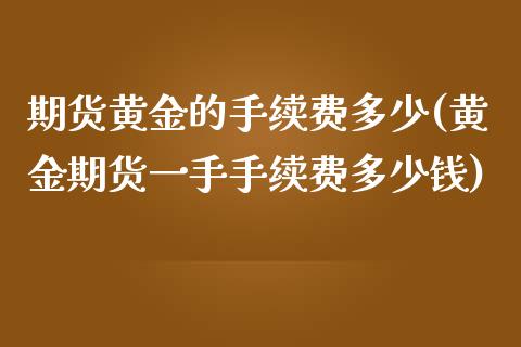 期货黄金的手续费多少(黄金期货一手手续费多少钱)