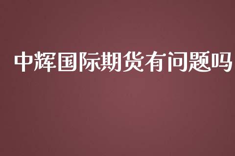 中辉国际期货有问题吗