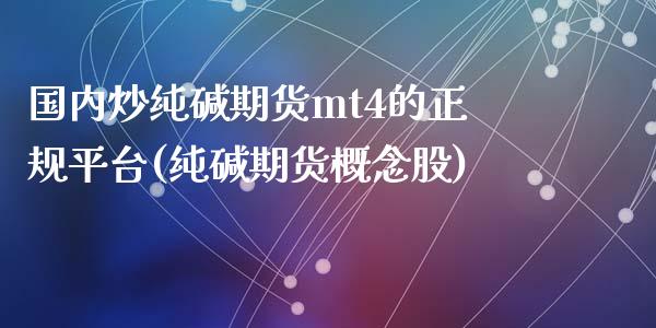 国内炒纯碱期货mt4的正规平台(纯碱期货概念股)