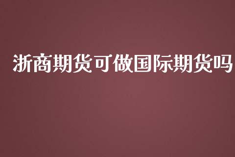 浙商期货可做国际期货吗