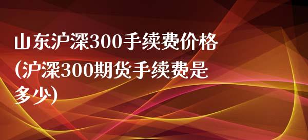 山东沪深300手续费价格(沪深300期货手续费是多少)