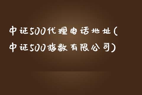 中证500代理电话地址(中证500指数有限公司)