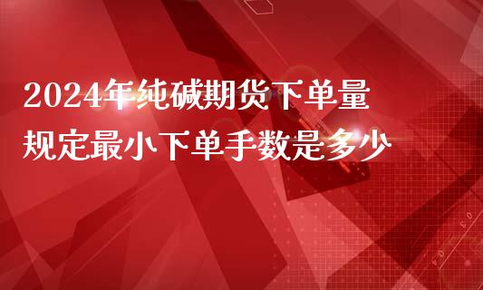 2024年纯碱期货下单量规定最小下单手数是多少