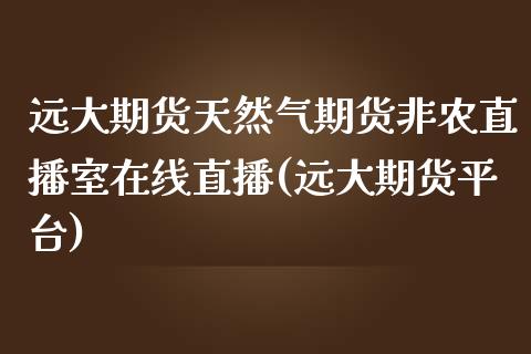 远大期货天然气期货非农直播室在线直播(远大期货平台)