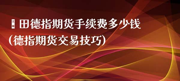 莆田德指期货手续费多少钱(德指期货交易技巧)